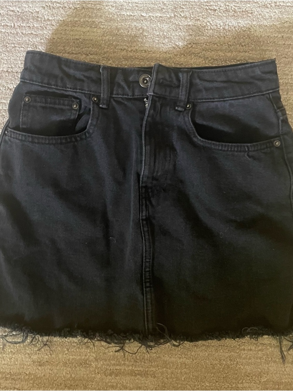 Zara Black Denim High Rise Mini Skirt - Picture 3 of 6